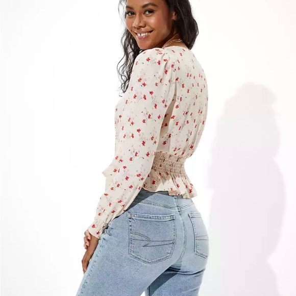 American Eagle Printed Button Up Bubble Top - Picture 2 of 5